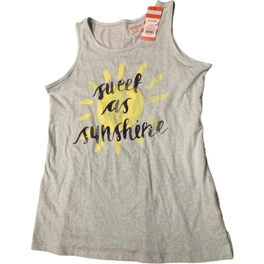 NEW XL 14/16 Girls Car Jack Tank Sweet as Sunshine Summer Shirt Sleeveless